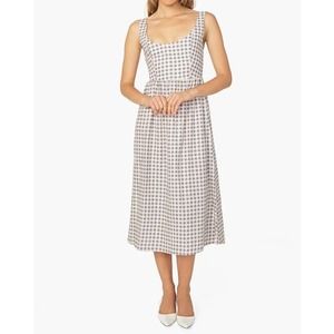 NEW WeWoreWhat Corset Gingham Midi Dress in Whisper White